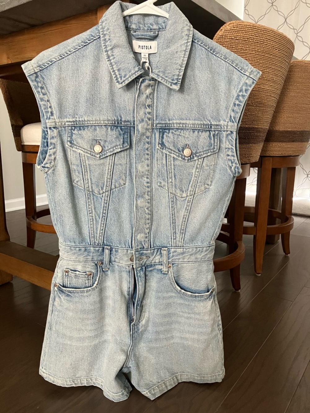 pistola Light Wash Denim Romper